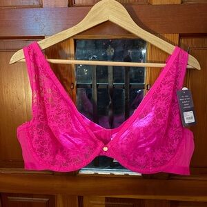 Cacique Hot Pink Lace Bralette NWT